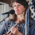 Mary Simkin-Maas with The Kathy Kallick Band at the 2016 Delaware Valley Bluegrass Festival - photo by Frank Baker
