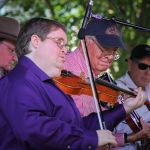 Michael Cleveland twinning with Fletcher Bright at the 2015 Bluegrass on the Grass Festival - photo by Frank Baker