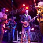 John Scofield jamming with The Infamous Stringdusters at the 2013 Festy - photo © Gina Elliott Photography