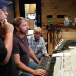 Phil Leadbetter, Ron Stewart, and Richard Bennett recording with Flashback at Main Street Recording