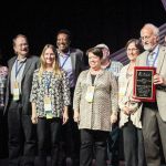 Boston Bluegrass Union accepting their Distinguished Achievement Award at World of Bluegrass 2016 - photo by Frank Baker