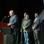 Kyle Cantrell accepts the Distinguished Achievement Award for Sirius-XM at World of Bluegrass 2016 - photo by Frank Baker Union
