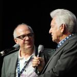 Jon Weisberger and Del McCoury presenting the Distinguished Achievement Award to Bluegrass Unlimited at World of Bluegrass 2016 - photo by Frank Baker Union