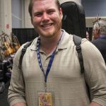 Russ Carson (Alan Tompkins?) in the Exhibit Hall during Wide Open Bluegrass 2016 - photo by Frank Baker