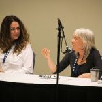 Donna Ulisse and Laurie Lewis at the Turning Writer's Block Into A Stepping Stone seminar at World of Bluegrass 2016 - photo by Frank Baker
