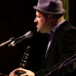 Stephen Mougin accepts his Momentum Award at World of Bluegrass 2016 - photo by Frank Baker