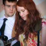 Ben Peace and Kathleen Ott with the Wheeling Park High School Bluegrass Band at Gettysburg (May 18, 2012) - photo by Frank Baker