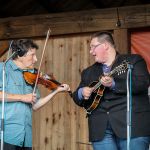 Jon Glik and Ryan Paisley with Danny Paisley at the August 2016 Gettysburg Bluegrass Festival - photo by Frank Baker