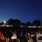 Nighttime scene at the August 2016 Gettysburg Bluegrass Festival - photo by Frank Baker