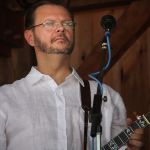 Jason Burleson with Blue Highway at the August 2016 Gettysburg Bluegrass Festival - photo by Frank Baker