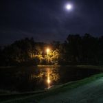Moonshine on the pond at the August 2016 Gettysburg Bluegrass Festival - photo by Frank Baker