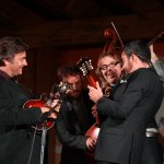 Travelin\' McCourys jam with Steep Canyon Rangers at the Gettysburg Bluegrass Festival (August 2014) - photo by Frank Baker