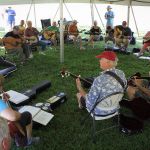 Jam tent at the August 2015 Gettysburg Bluegrass Festival - photo by Frank Baker