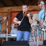 Jim VanCleve and Barry Abernathy with Mountain Heart at the August 2013 Gettysburg Bluegrass Festival - photo by Frank Baker