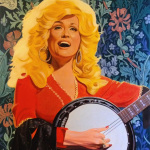 Dolly Parton portrait by Scott Guion - 4' X 5' acrylic on canvas