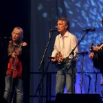 Laurie Lewis, Tom Rozum and Dudley Connell at the Hazel Dickens Tribute (IBMA 2012) - photo by David Morris