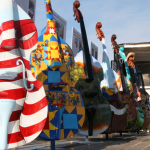 Painted bass exhibit at HoustonFest 2014 - photo by Jordan Laney