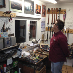 Ned Luberecki checks out Rosta Capek's shop in Prague