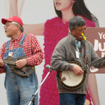 Akimoto and Tetsuyoshi Katsuki, leader of Ragpapa’s Jug Band on the main stage at theYokohama Jug Band festival