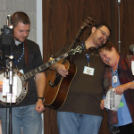Jason Davis, Junior Sisk and Katy Daley at the WAMU remote studio (IBMA 2012) - photo by David Morris
