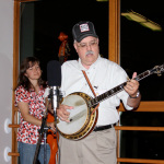 Kelly Stockwell backing up some old-timer (Dick Bowden) on banjo