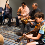 Professional Bands come to jam with kids in the Kids Jam Room at Wide Open Bluegrass 2016 - photo © Tara Linhardt