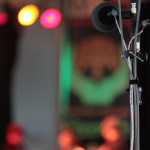 Stage microphones at the Fall 2011 Lake Eden Arts Festival - photo Jason Lombard