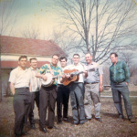 Holt Family photo, likely taken by Maggie in the 1960s: Jerry Holt, Merle Feller, Harley Gabbard, Tom Holt, Aubrey Holt, Anthony Holt, and family friend James Kash