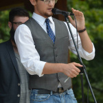 Cory Piatt addresses the crowd following the Mountain Faith Homecoming Parade in Sylva, NC (9/10/15) - photo by Hazel Norris