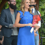 Summer McMahan addresses the crowd following the Mountain Faith Homecoming Parade in Sylva, NC (9/10/15) - photo by Hazel Norris