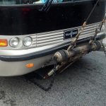 Damage to Mountain Heart's bus in New York City (July 20, 2012)