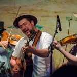 Byron Berline, Marcus Mumford and Ross Holmes at the Doublestop Music Hall in Guthrie, OK (September 2013) - photo by Tom Dunning