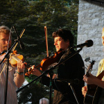 Rob Hecht and Patrick McAvinue on fiddles with Nora Jane Struthers at Bluegrass On The Grass (July 14, 2012) - photo by Frank Baker
