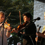 Rob Hecht and Patrick McAvinue on fiddles with Nora Jane Struthers at Bluegrass On The Grass (July 14, 2012) - photo by Frank Baker