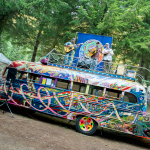 Bus stage at the 2014 Northwest String Summit - photo © Todd Powers