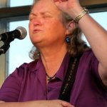 Lorraine Jordan testifying with Carolina Road at the 2013 Outer Banks Bluegras Festival - photo by Woody Edwards