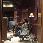 Kate Lee in the studio with The O'Connor Family Band