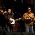 Byron Berline, Jim Mills, Vince Gill and Dan Tyminiski at the 2012 Oklahoma International Bluegrass Festival - photo by Tom Dunning