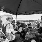 Danny Paisley, Mike Compton, Tony Trischka, and Michael Daves backstage at the 2016 Old Tone Roots Music Festival - photo © Tara Linhardt