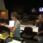 Bob Mummert, Seth Taylor an Brent King at the Jeff Parker It's Christmas Time tracking sessions at Ricky Skaggs' studio