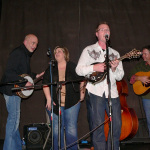 Sammy Shelor, Gena Britt and Darrell Webb at the Pickin For A Cure benefit for Phil Leadbetter - photo by Mike Kelly