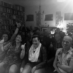 House concert crowd at Vlagtwedde, Netherlands during the Po' Ramblin' Boys 2016 Back to the Mountains Euro Tour