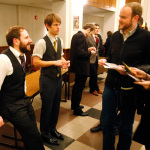 Punch Brothers working the merch table at The Jefferson Center in Roanoke (2/19) - photo © Dean Hoffmeyer