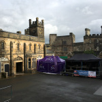 A view of the courtyard of the Lancaster Castle while we were setting up at the Lancaster Music Festival during Ragged Union's 2016 tour of the UK