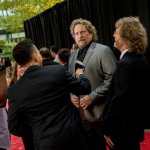 Jerry Douglas and Sam Bush on the 2014 IBMA Red Carpet - photo by Todd Powers