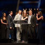 Flatt Lonesome accepts their Emerging Artist award on the 2014 IBMA Awards show - photo by Todd Powers