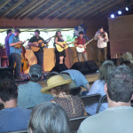 Last year’s Band Competition winners, Front Country, entertained in the Wildflower Pavilion Saturday afternoon at RockyGrass 2013 - photo by Shannon Turner
