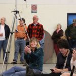 Jenny Keel applauds at Roosterfest - April 21, 2013 - photo by Tara Linhardt