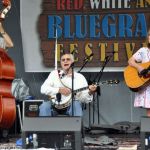 Tom Gray, Eddie Adcock and Martha Adcock at Red, White & Bluegrass 2013 - photo by Bill Warren