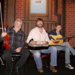 Rickie Simpkins, JayStarling and Chris Eldridge backstage at the Seldom Scene 40th Anniversary show - photo by Katy Daley